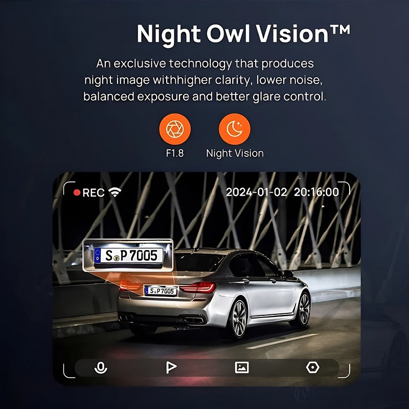 Dash Cam 3K HD with 2-Inch Screen Supports 24-hour Monitoring