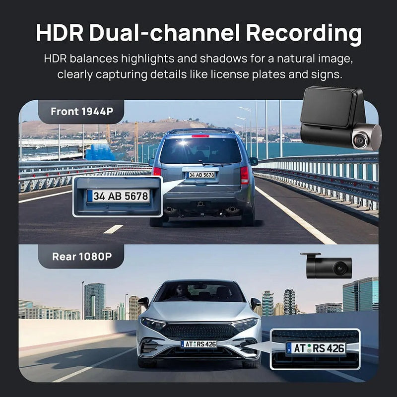 Dash Cam 3K HD with 2-Inch Screen Supports 24-hour Monitoring